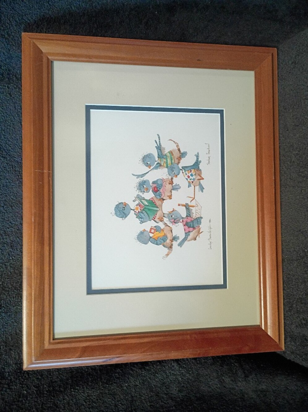 Charming Vintage Print Titled " Teaching  Time" by Carolyn Shores Wright